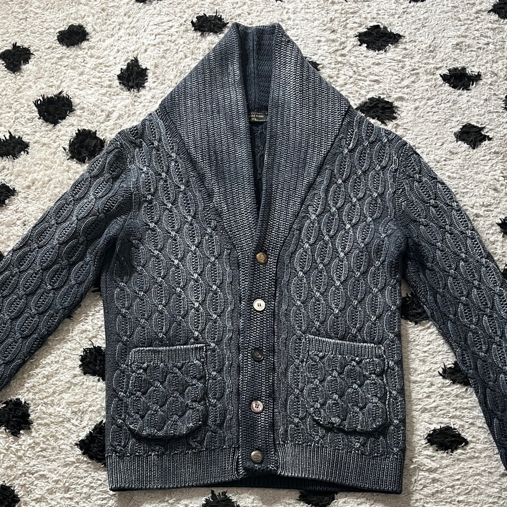 Gabriele Pasini size Medium mens thick dark grey/blue gradient cardigan sweater